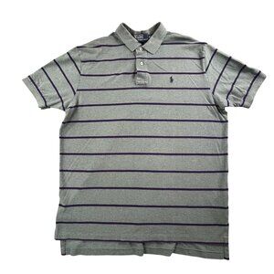 VTG Polo Ralph Lauren Men XL Green Short Sleeve Purple striped Shirt Golf Preppy
